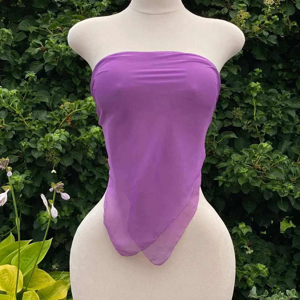 Y2K Scarf Top Women's OS Purple Micromesh Sarong Festival Fairycore Sheer Beachy